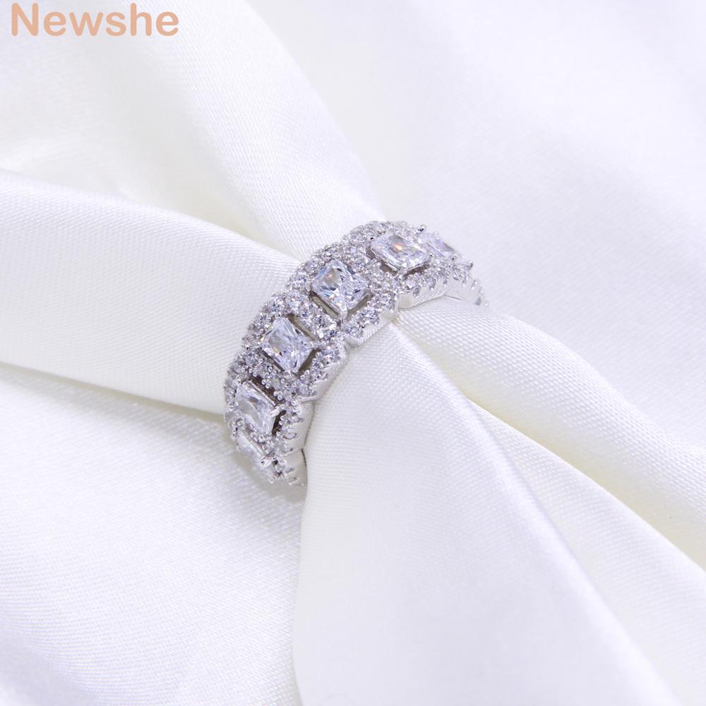 Newshe Solid 925 Sterling Silver Wedding Ring Engagement Band 2 Ct Aaaaa Cz Eternity Classic Sieraden Voor Vrouwen JR4682