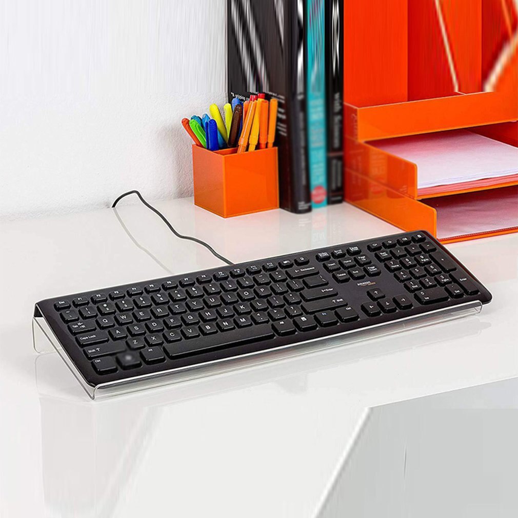 Acrylic Tilted Computer Keyboard Holder Clear Keyboard Stand for Easy Ergonomic Typing Office Desk Home School