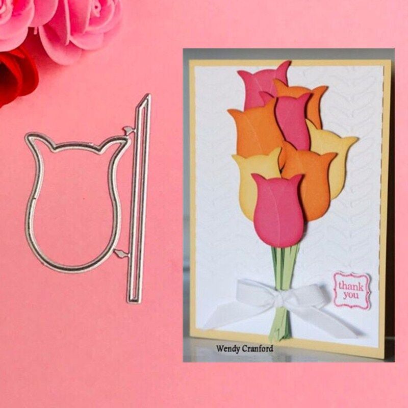 Tulip flowers Cutting Dies Stencils for DIY Scrapbooking/photo album Decorative Embossing DIY Paper Cards