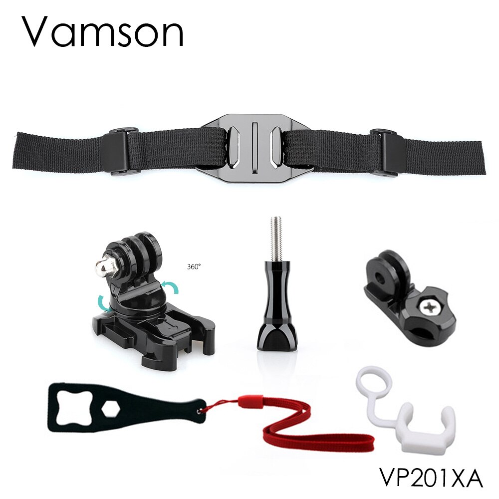 Vamson for Go ProAdjustable Bike Helmet Strap Head Hero 7/6/5/4 Belt Mount Holder Adapter for OSMO Action Xiaomi Yi 4K VP201X: VP201X-A