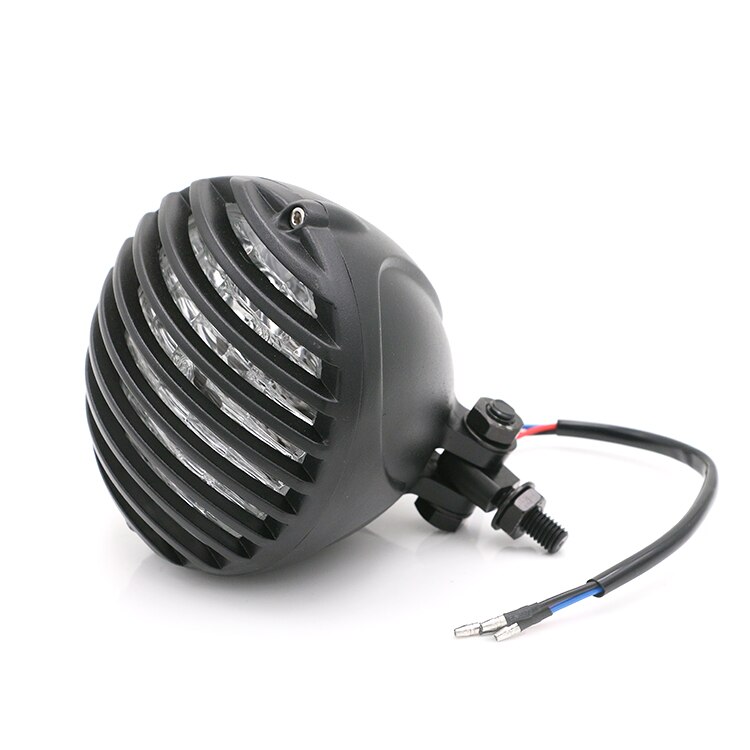 Motorfiets Geschulpte 5 ''Koplamp Finned Grill Voor Harley Chopper Bobber Cafe Racer Custom Motocross Black/Chrome Voor Moto