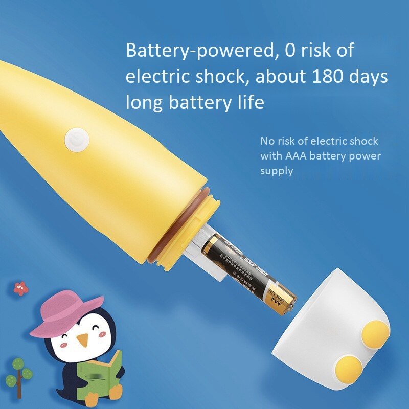 Electric Toothbrush With 2 Brush Heads Battery Operated Oral Hygiene Teeth Brush Soft Fur For Children