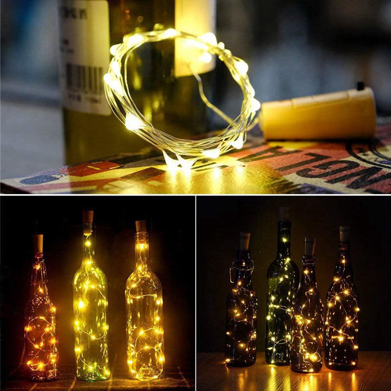 Luces de corcho para botellas de vino, luces de botellas de vino 12 paquetes de 6.5ft 20 luces de cadena de corcho de vino para tarros de cristal luces de hadas Ba