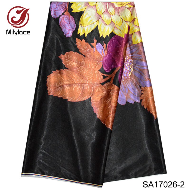 Tissu satin extensible nigérian | Tissu satin à la avec cire imprimée numérique pour fête 5 yards par lot