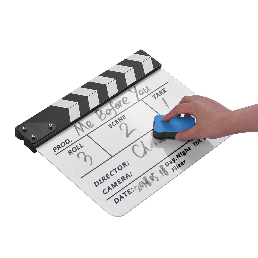 Video Scene Acrylic Clapperboard TV Movie Director Cut Action Scene Clapper Board Slate With Marker Pen Eraser