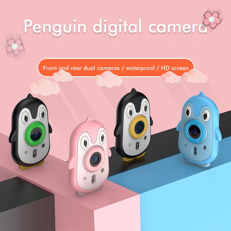 Leuke Digitale Camera Dual Camera Pinguïn Kid 'S Camera Waterdichte 4K Video2.4 Inch Scherm Kerstcadeau Voor Jongens En meisjes