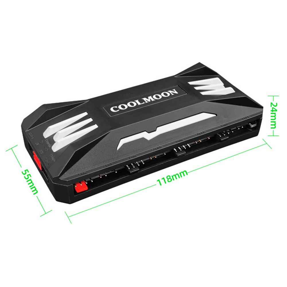Coolmoon rgb pc kølesystem controller 4 pin pwm 5v 3 pin argb kølevifte smart intelligent fjernbetjening til pc case chassis