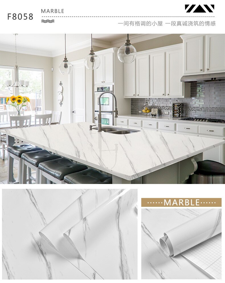 Moderne woonkamer meubels bureaublad waterdicht marmer behang vinyl zelfklevend contactpapier effen kleur woondecoratie: F8068