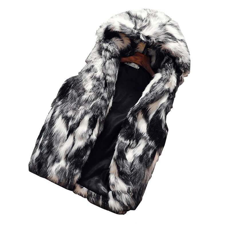 Winter Faux Fur Mens Vesten Mannen En Vrouwen Hooded Vest Mannen Slim Warme En Comfortabele Kleding Romantische Paar Vest 3xl