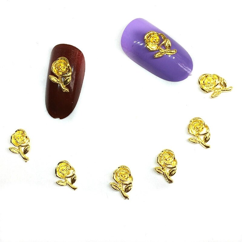 30 Stuks Gemengde Nail Art Bloemen Decoraties Charms Metalen Nagels Accessoires Zilveren Studs Lente 3d Rose Platte Nailart Supply