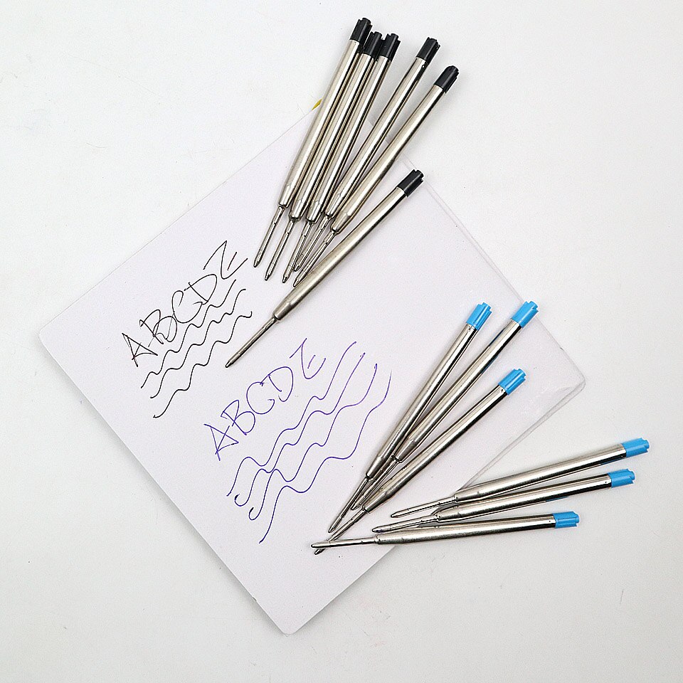 Recarga de caneta esferográfica para escritório, recarga de caneta esferográfica rolo com 9 tamanhos preto/azul de 0.7mm, tinta média, para escola e escritório, papelaria