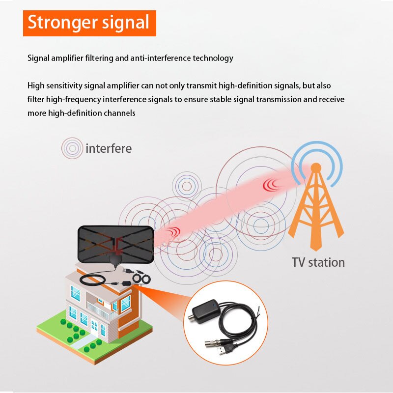 Digital TV Antenna indoor ground wave digital high-definition antena 4K 1080P antenna signal booster HDTV Amplified