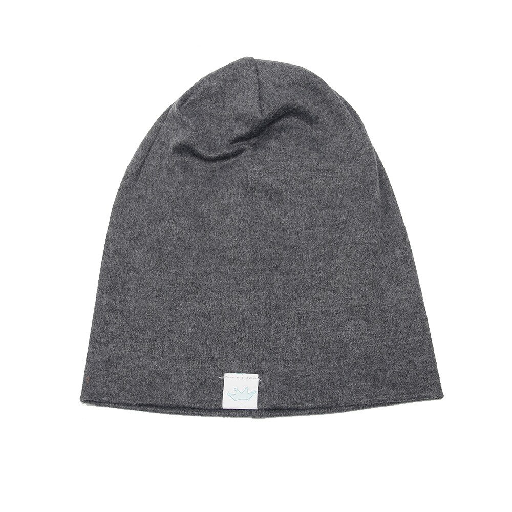 14 kleuren baby kindermutsen gebreide muts baby jongen meisje katoen zachte warme muts voor baby kinderen 1-8 jaar accessoires: Donkergrijs