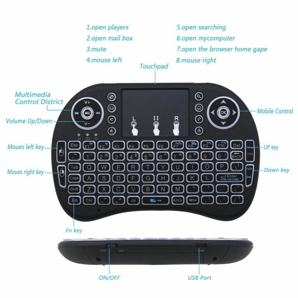 I8 Backlight Mini Wireless Keyboard 2.4Ghz Met Touchpad Toetsenbord Muis Voor Raspberry Pi 3 Rpi 2 Mini Pc Smart tv Android Tv Box