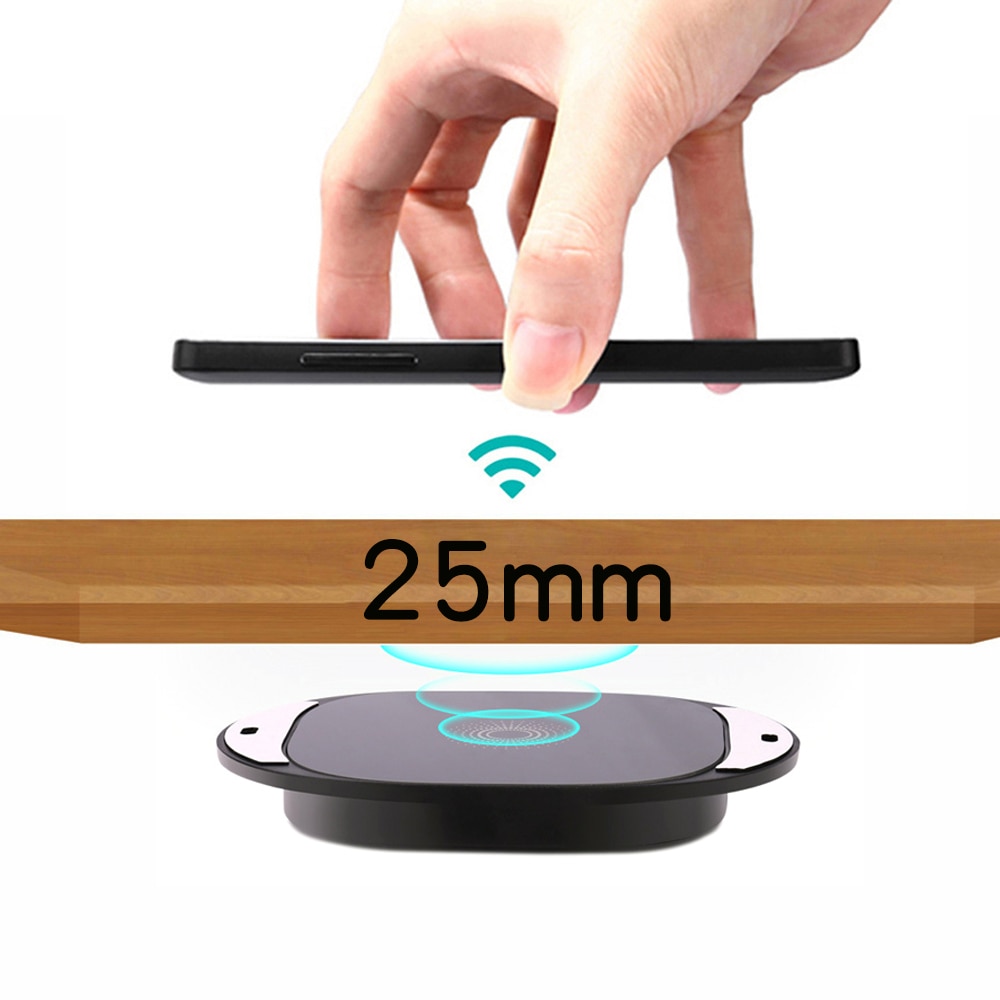20mm langdistance trådløs oplader usynlig marmor bordmøbelbord skjult adsorption til iphone  xr 11 pro samsung  s10 9