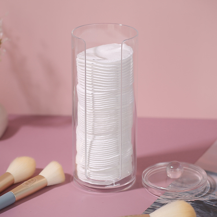 Makeup organizer akryl opbevaringsboks vatrondeller holder badeværelse gennemsigtige vatpinde organiser til kosmetikskuffe