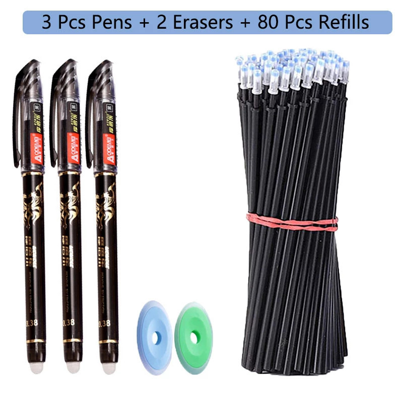 85 Pcs/Set Kawaii Erasable Pens 0.5mm Gel Pen Stationery Waterproof Gel Ink Back to School Writing supplies for Notebook Writing: Yellow