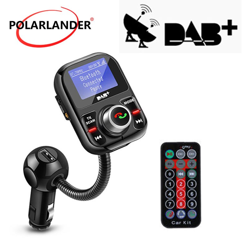 Digital DAB/DAB+ Receiver Antenna Charging Ports MP3 Player Hands free Bluetooth LCD Display Car Kit FM Transmitter TF USB
