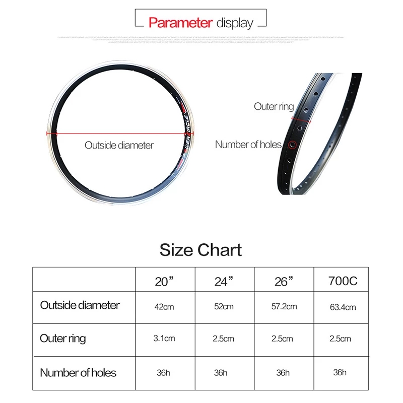 Ebike Rim 16"20" 22"24" 26" 700C Electric Bike Wheel Rim Aluminum Alloy Spokes E Bike bicicleta electrica Rim Bike Accessories