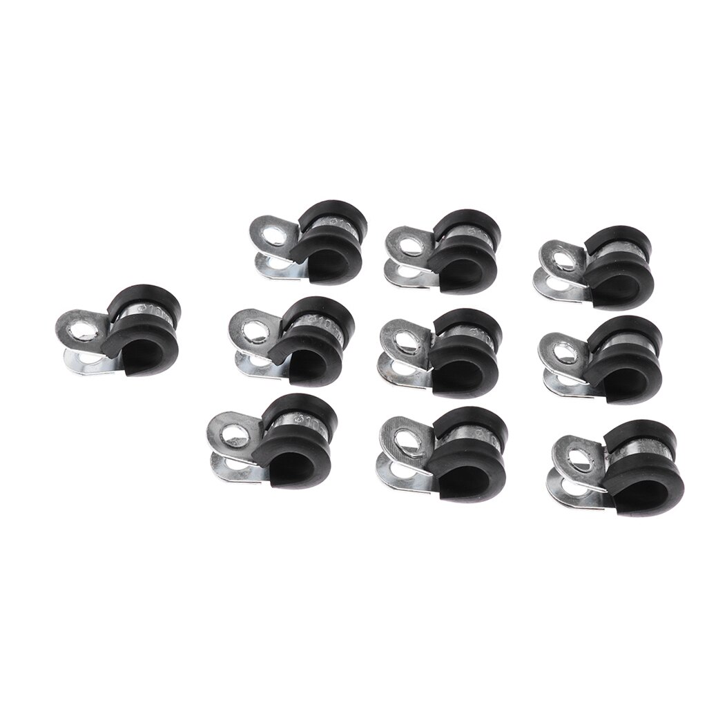 10Pcs 3/8'' (10mm) Cable Clamp, Rubber Cushioned Insulated Clamps, Stainless Steel Wire Clamps