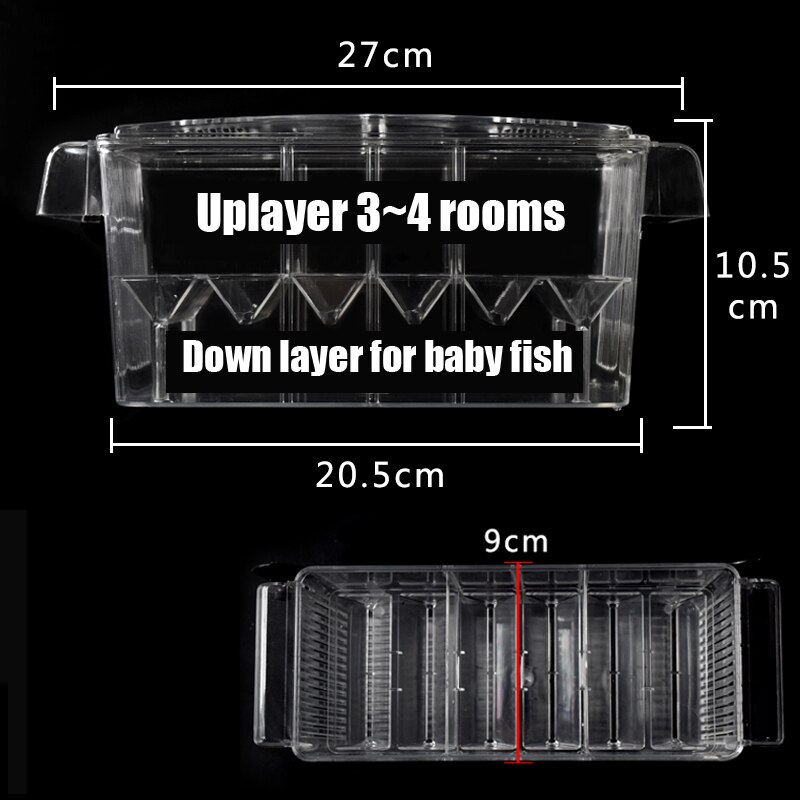 4 caja de la escotilla de la habitación suspende la caja de cría de la separación de los peces pequeños del guppy del acuario