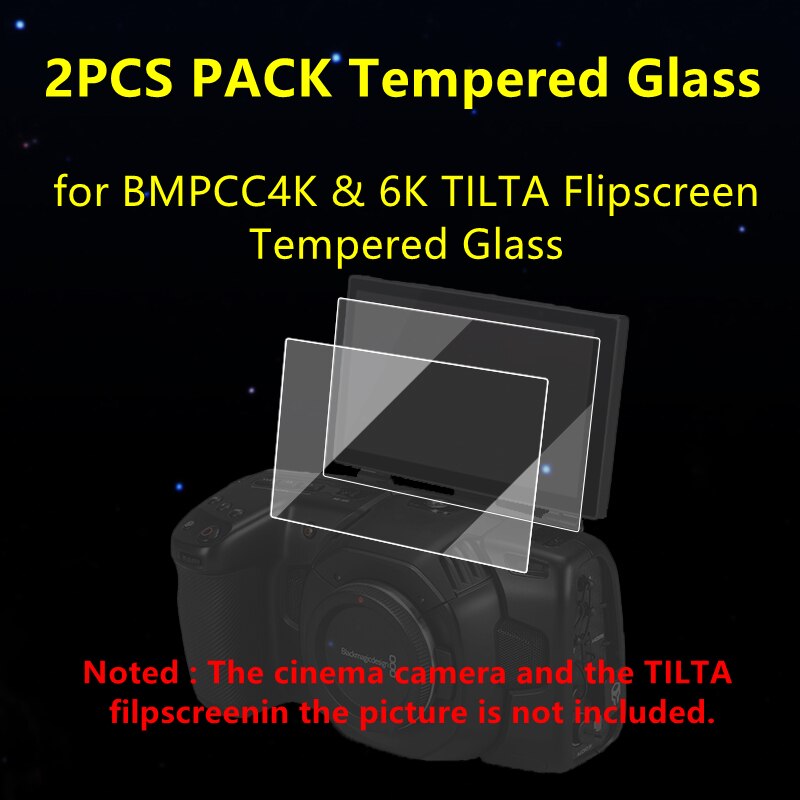 TILTA Flipscreen of BMPCC4K &amp; 6K Tempered Glass LCD Screen Protector Protection for Blackmagic Pocket Cinema Camera 4K: Glass for 6K x2