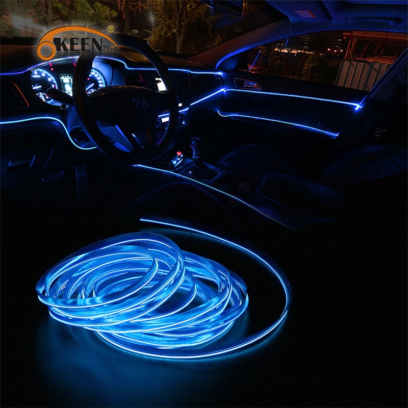 1 M/2 M/3 M/5 M Auto Led Strips Auto Neon El Draad Decoratie Sfeer lamp Indoor Interieur Led 12V Flexibele Touw Auto Licht