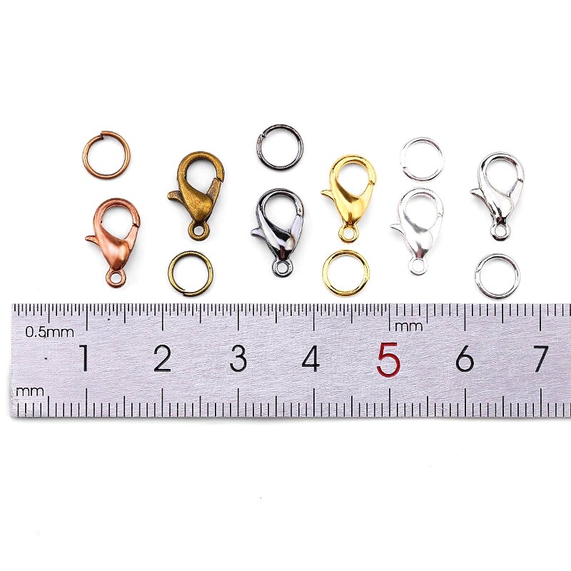 Een Set Sieraden Bevindingen 4Mm/5Mm/6Mm/8Mm/10Mm Open Jump rings Split Ringen 6 Kleuren Kreeft Sluitingen Haken Sieraden Maken Levert