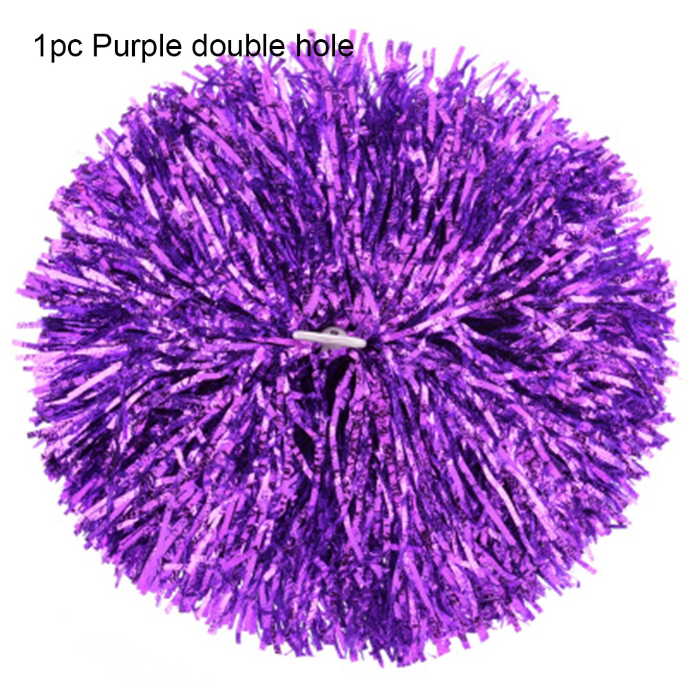 Pompones de Metal con mango de doble agujero para animación, Bola de pompón para animación, suministro deportivo para Club, 1 ud.: Purple double hole