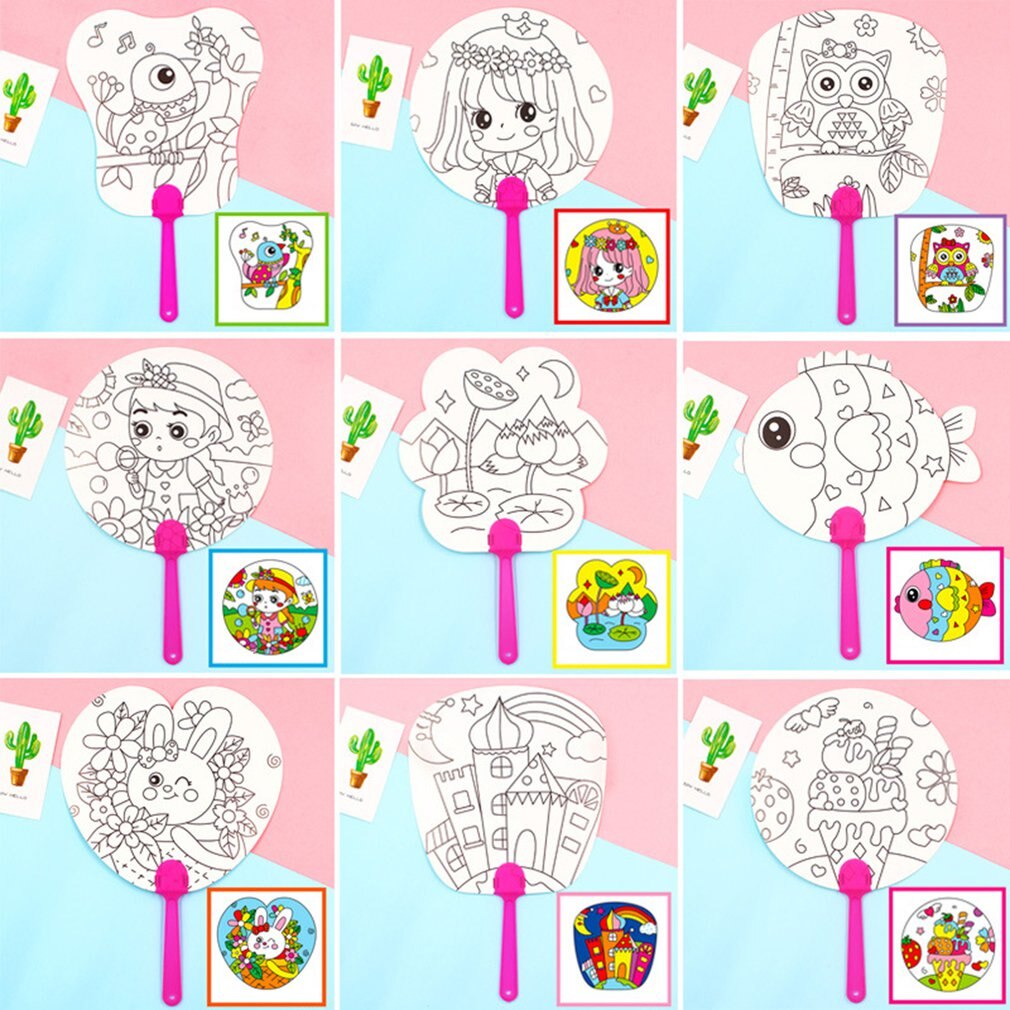 Juguetes De Grafiti de manualidades para niños, abanico de pintura con Borrador de línea, , multicolor, arte Hecho A Mano, artesanía, para niños