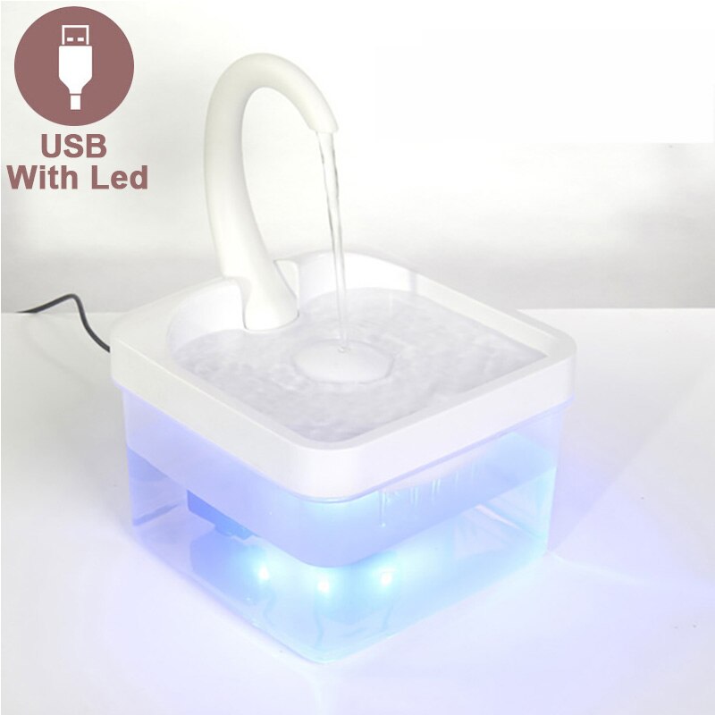 Automatic Pet Drinking Feeder Cat Water Fountain Cat Water Dispenser Sensor Filft Drinker With LED Light For Dogs Cats Fountain: B-USB-with led