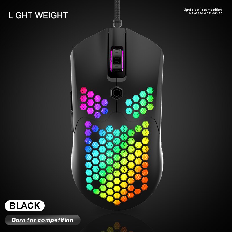 Gaming Mouse 12000 DPI 7 buttons RBG Backlit ergonomic USB Wired Mouse For laptop computer gamer mouse: Black
