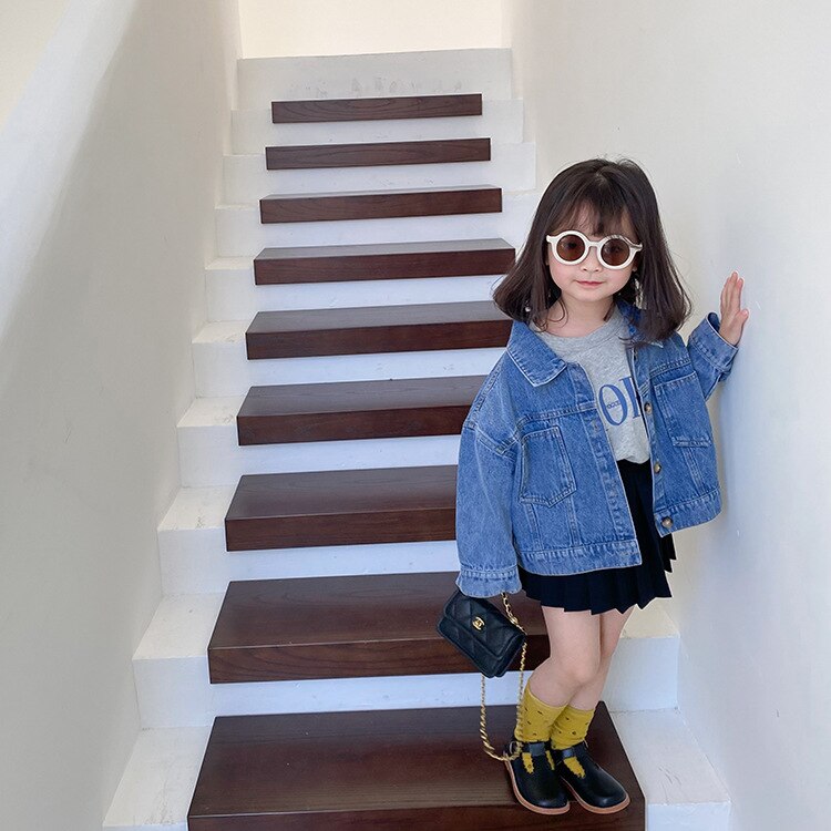 Chaquetas cortas de tela vaquera para niñas de 1 a 7 años, abrigos informales que combinan con todo, prendas de vestir, primavera,