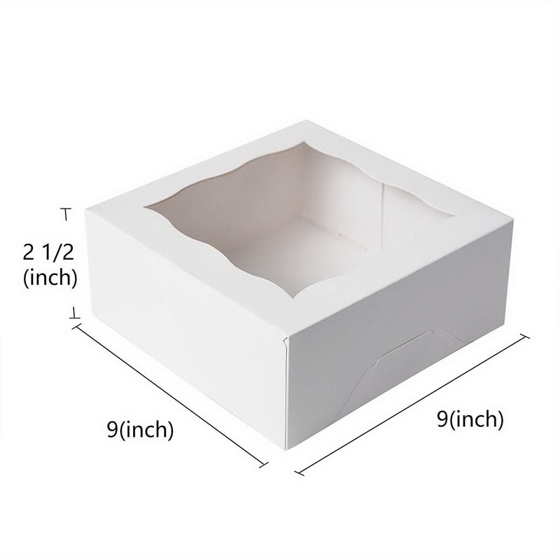 White Bakery Cookie Boxes with Windows 6x6x2.5inch cookie packing For cookie 12pcs