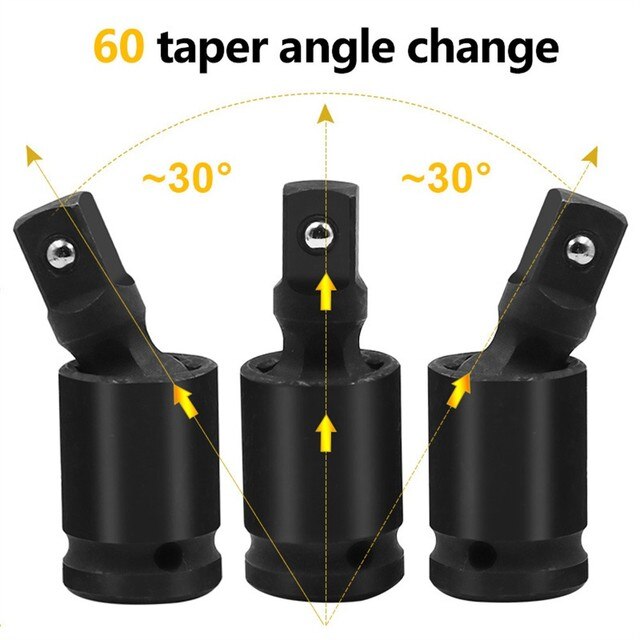1/3pcs 360 Degree Swivel Knuckle Joint Air Impact Wobble Socket Adapter Hand Tool 1/2 3/8 1/4: 3pcs 1 2 3 8 1 4