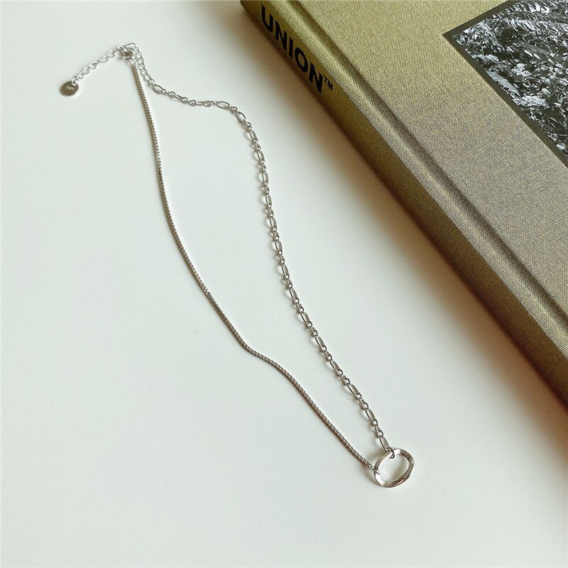 RUIYI Echt 925 Sterling Splitter Minimalistischen Box Kette Nische Colliers Frauen Exquisite Einfachheit Gold Silber Halskette Edlen Schmuck