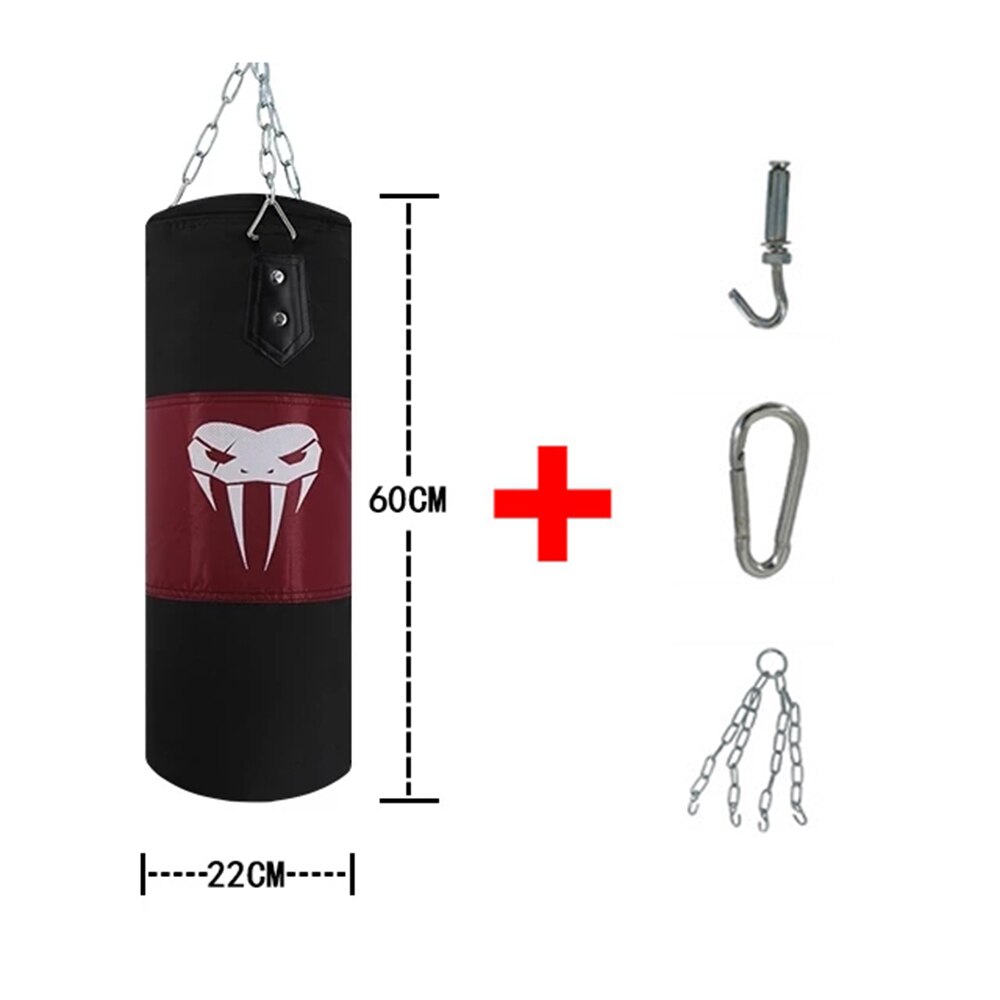 Hanging Punching Bag Boxing Sand Bag Muay Boxer Training Hanging Kick Fitness Muscle Training MMA Boxing Sandbag Without Filler: Black 60cm