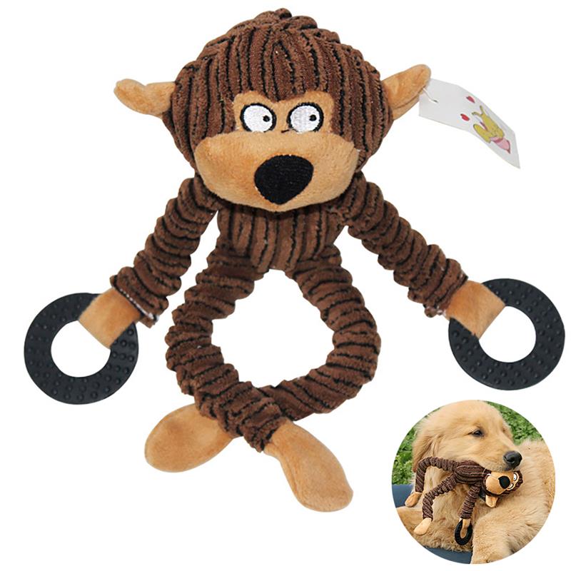 Funny Pet Dog Toys Chew Squeaky Toys Cow Bear Plush Chewing Sound Molar Bite Grinding Animal Shape for Dogs Cat Toys: Monkey A