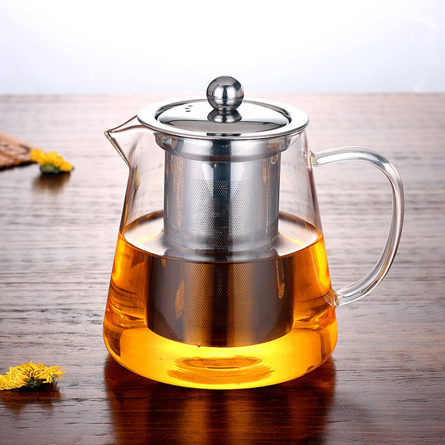 Glass Teapot with Stainless Steel Removable Infuser for Loose Leaf Tea, Bonus Tea Kettle &amp; Infuser Coaster, 950Ml: Default Title
