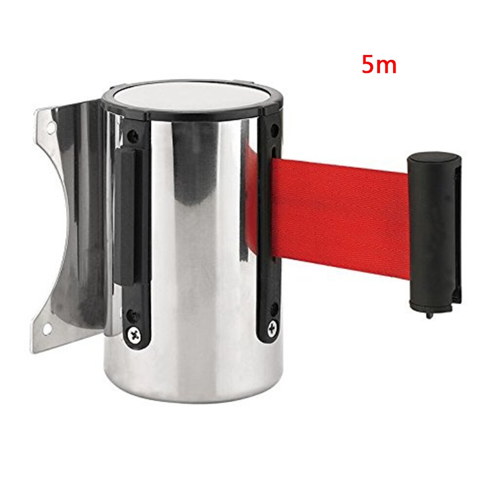Retractable Ribbon Barrier Crowd Control Outdoor Stainless Steel Wall Mount Red Belt Sport Stanchion Queue 2m/3M/5m: Red / 500cm