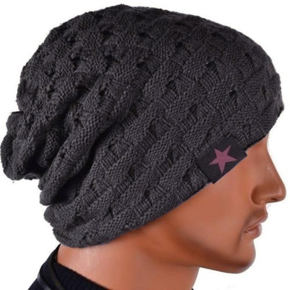 Men Knit Beanie Reversible Baggy Cap Skull Chunky Winter Hat A66
