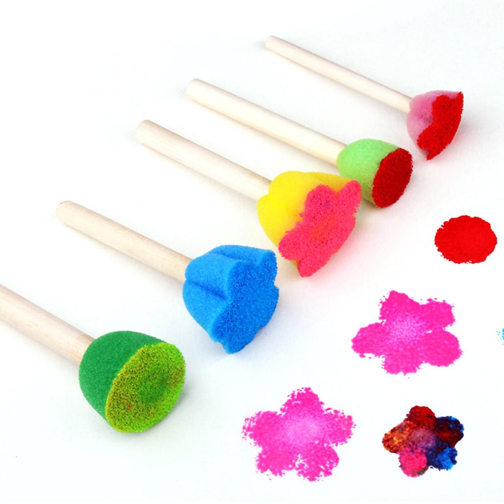 5 farve mini skum børste diy graffiti svamp kunst forsyninger børste børns maleri værktøj sjovt legetøj