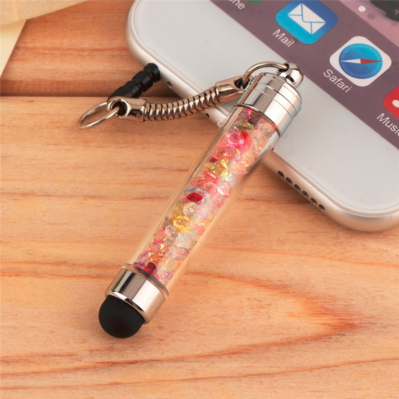 FFFAS Diamond Crystal Stylus Touch Screen Pen Stylus 3.5mm Dust Plug Cap 2 in 1 For iPhone Tablet Android Phones Styluses Pen