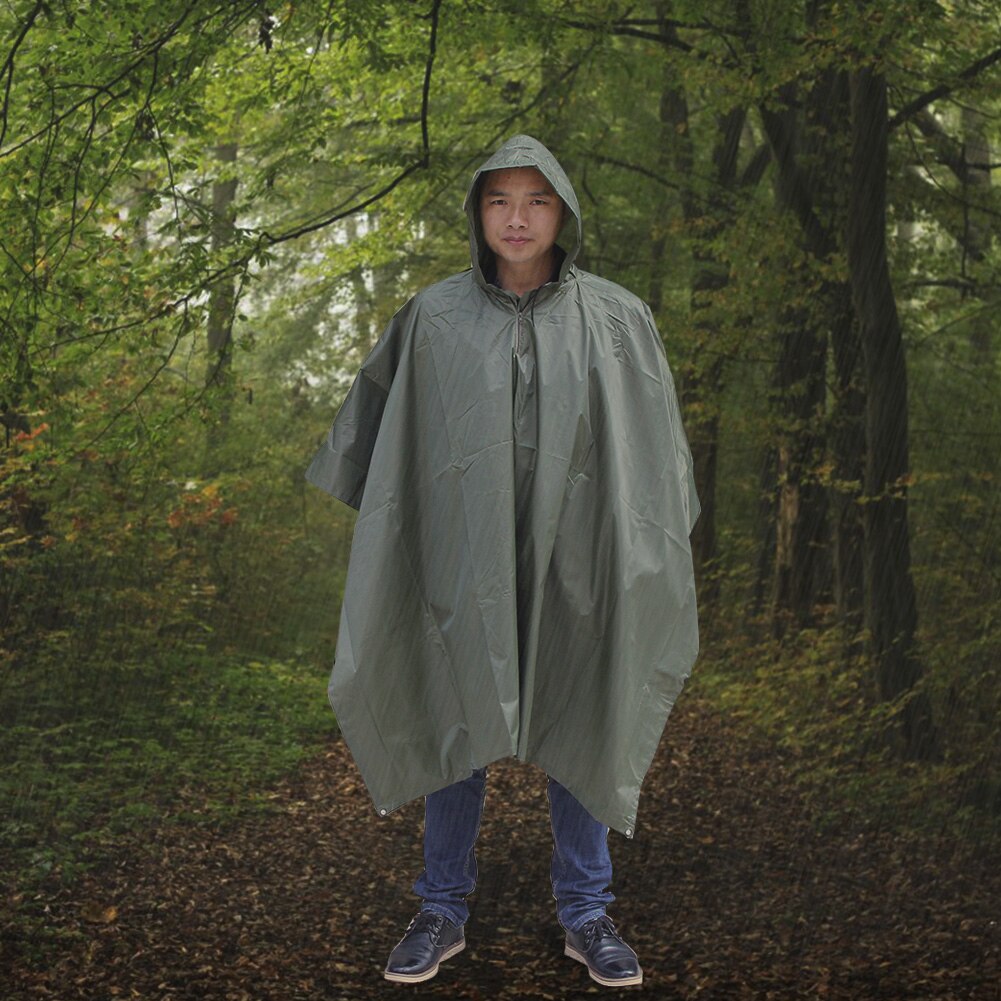3 in 1 Raincoat Backpack Rain Cover Rain Coat Hood Hiking Cycling Rain Cover Poncho Waterproof Tent Outdoor Camping Tent Mat