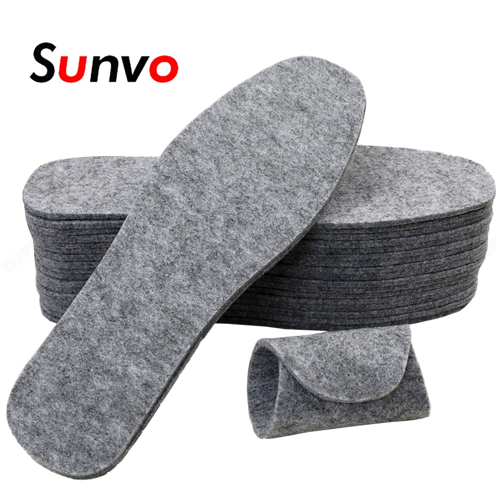 5 Pairs Thermal Wool Felt Insoles Thicken Warm Insole for Men Women Shoes Comfort Breathable Skin-friendly Shoe Inner Sole Pad