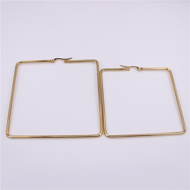 Exagération Simple 60mm 68mm populaire carré en acier inoxydable boucles d'oreilles spécial de bal SL77