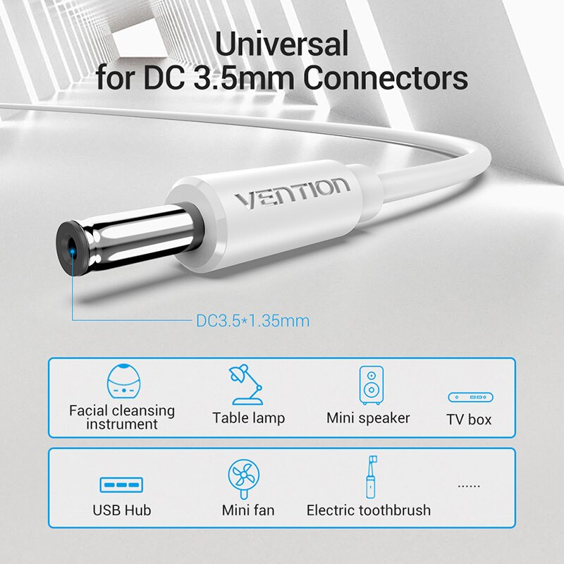 Vention USB auf DC 3,5 mm Stromkabel USB A auf 3,5 Klinkenstecker 5 V Netzteiladapter für Lüfter USB Hub DC 5,5 mm Ladekabel