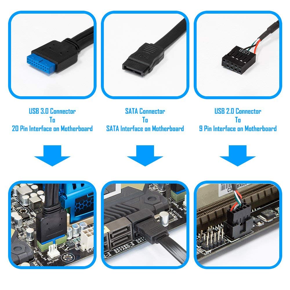 5.25 tommer pc-computer frontpanel all-in -1 multifunktionskortlæser med 3 porte usb 3.0,  usb 3.1,  esata, understøtter cf-kort