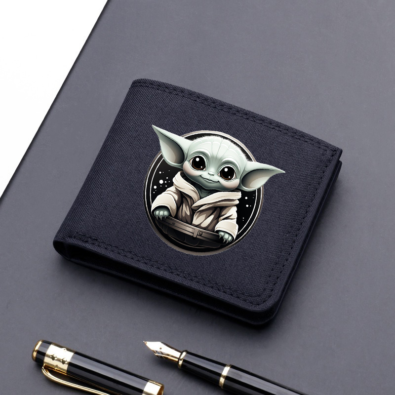 Star Wars Canvas Men Card Holder Wallet Black Blue Grey Male Money Bag ID Photo Bank Holder Short Purse Credit Card Case Bag: Khaki