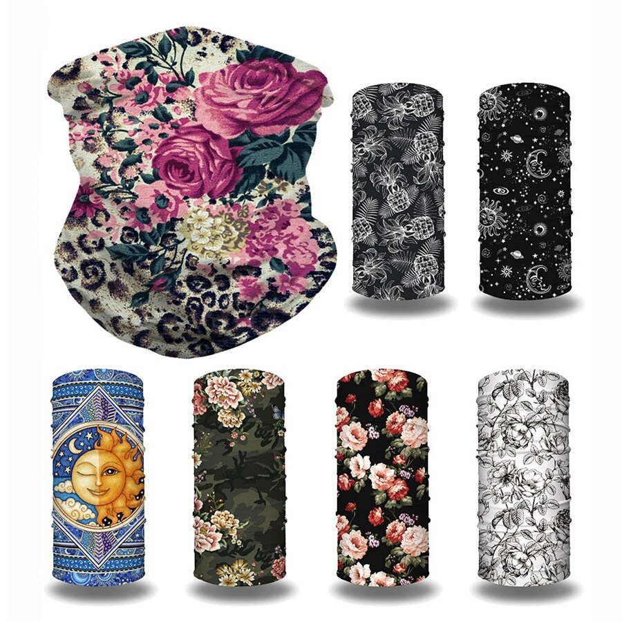 Utomhus sport halva ansiktet täcka balaclava halsduk 3d blommor sömlös bandana hals damask hårband vandring ring halsdukar huvuddukar